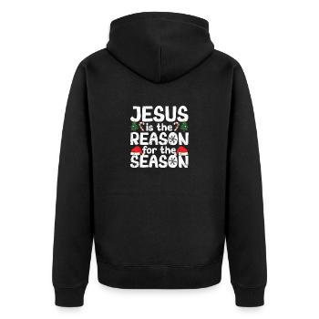 Xmas Christian Christmas Jesus is the reason - Unisex Premium Organic Zip Hoodie - black - Back - Nico (187cm)