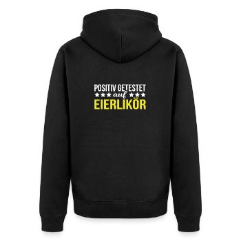 Positiv getestet auf Eierlikör Lustiges Spruch - Unisex Premium Bio Zip Hoodie - Schwarz - Hinten - Nico (187cm)