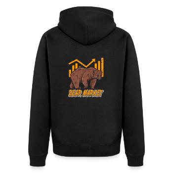 Retro Cool Bear Market Stock Crypto Investor - Unisex Premium Organic Zip Hoodie - black - Back - Nico (187cm)