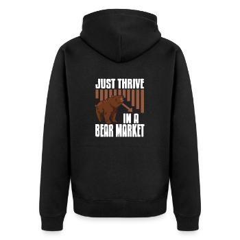 Just Thrive In A Bear Market Cool Trader Design - Unisex Premium Bio Zip Hoodie - Schwarz - Hinten - Nico (187cm)