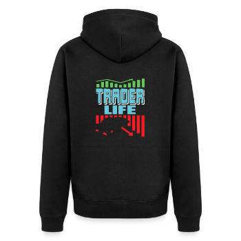 Trader Life Awesome Retro Bear Cycle T-Shirt - Unisex Premium Organic Zip Hoodie - black - Back - Nico (187cm)