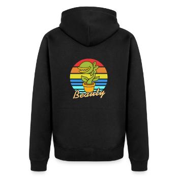 Retro Vintage BEAUTY Carnivorous Plants Lover - Unisex Premium Organic Zip Hoodie - black - Back - Nico (187cm)