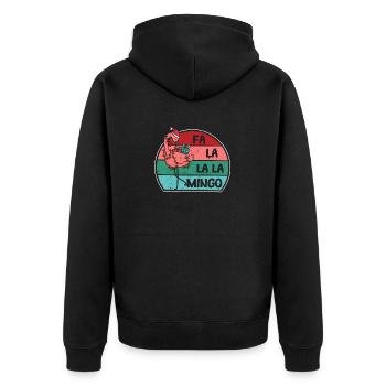 Fa La Mingo Lustige Weihnachten Flamingo Lover - Unisex Premium Bio Zip Hoodie - Schwarz - Hinten - Nico (187cm)