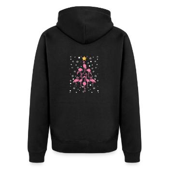 Flamingo Christmas Tree Bird Animal Xmas PJs Pyjamas - Unisex Premium Organic Zip Hoodie - black - Back - Nico (187cm)