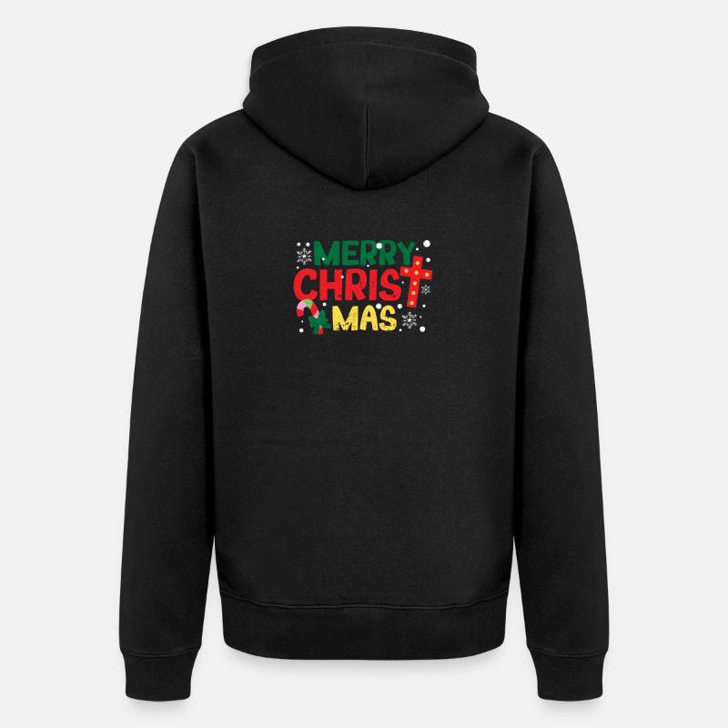 Joyeux Noël Chrétien Jésus-Christ PJ - Veste à capuche bio Premium Unisexe - noir