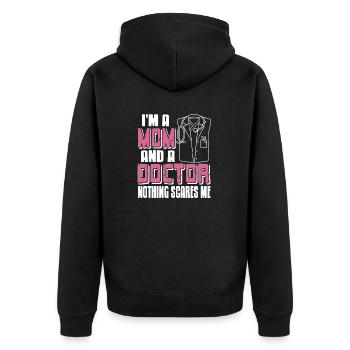 Je suis une maman et un médecin Rien ne me fait peur rétro drôle - Veste à capuche bio Premium Unisexe - noir - Dos - Nico (187cm)