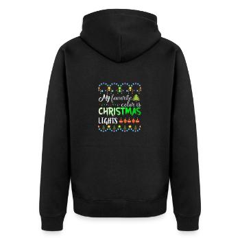My Favorite Color Is Christmas Lights - Unisex Premium Organic Zip Hoodie - black - Back - Nico (187cm)