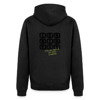 fit aber nicht anmerken schwarz - Unisex Premium Bio Zip Hoodie - Schwarz - Hinten - Nico (187cm)