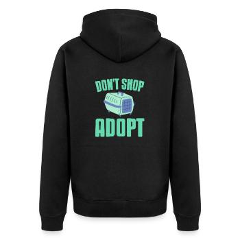 Don't Shop Adopt Pet Lover Advocate T-Shirt - Unisex Premium Organic Zip Hoodie - black - Back - Nico (187cm)