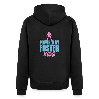 Powered By Foster Kids Cool Retro Foster Parent - Unisex Premium Organic Zip Hoodie - black - Back - Nico (187cm)