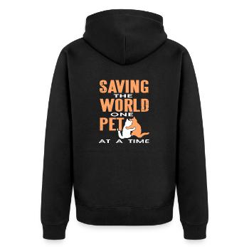 Sauver le monde un animal à la fois Design rétro - Veste à capuche bio Premium Unisexe - noir - Dos - Nico (187cm)