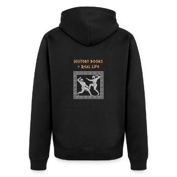 Antike Griechische Mythologie und Griechisches - Unisex Premium Bio Zip Hoodie - Schwarz - Hinten - Nico (187cm)