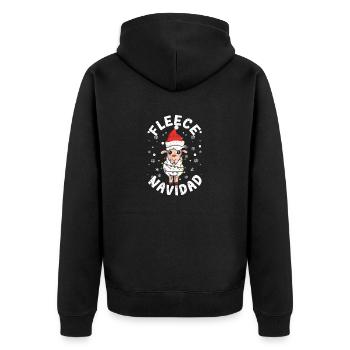 Fleece Feliz Navidad Alpaka Llama Frohe Weihnacht - Unisex Premium Bio Zip Hoodie - Schwarz - Hinten - Nico (187cm)