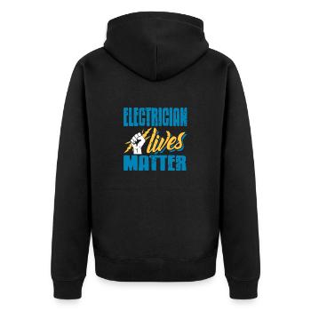 Electrician Lives Matter Cool Retro T-Shirt - Unisex Premium Organic Zip Hoodie - black - Back - Nico (187cm)