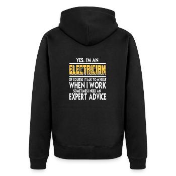 Yes I'm An Electrician I Talk To Myself Funny - Veste à capuche bio Premium Unisexe - noir - Dos - Nico (187cm)