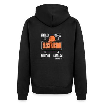 Problem Solution Coffee Sarcasm Funny Electrician - Unisex Premium Bio Zip Hoodie - Schwarz - Hinten - Nico (187cm)