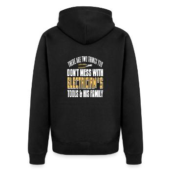 Don't Mess With Electrician's Tools & His Family - Unisex Premium Organic Zip Hoodie - black - Back - Nico (187cm)