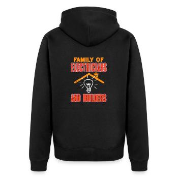 Family Of Electricians And Builders Cool Retro - Unisex Premium Organic Zip Hoodie - black - Back - Nico (187cm)