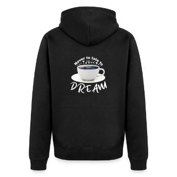 Coffee cup - I dream of the sea - Unisex Premium Organic Zip Hoodie - black - Back - Nico (187cm)