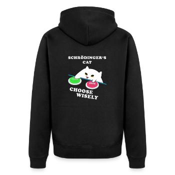 Schrödingers Katze - wähle Weise! - Unisex Premium Bio Zip Hoodie - Schwarz - Hinten - Nico (187cm)