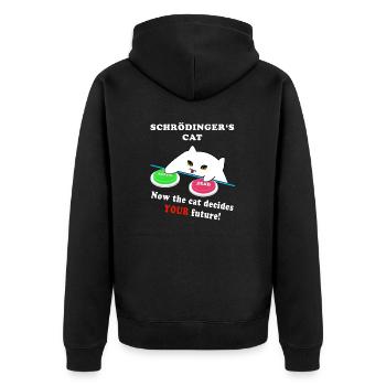 Schrödingers Katze - wähle Weise! - Unisex Premium Bio Zip Hoodie - Schwarz - Hinten - Nico (187cm)