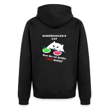 Schrödingers Katze - wähle Weise! - Unisex Premium Bio Zip Hoodie - Schwarz - Hinten - Nico (187cm)