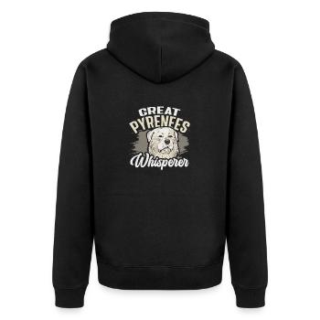 Grand chien des Pyrénées chuchoteur - Veste à capuche bio Premium Unisexe - noir - Dos - Nico (187cm)