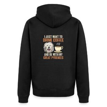 Grand Chien Des Pyrénées Café Pyrénées - Veste à capuche bio Premium Unisexe - noir - Dos - Nico (187cm)