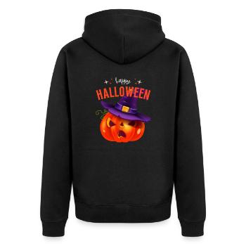 Happy Halloween - Unisex Premium Bio Zip Hoodie - Schwarz - Hinten - Nico (187cm)