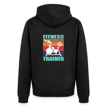 Retro Vintage FITNESS Trainer Awesome T-Shirt - Unisex Premium Bio Zip Hoodie - Schwarz - Hinten - Nico (187cm)