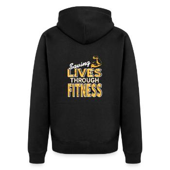 Sauver des vies grâce à Fitness Retro Fitness Trainer - Veste à capuche bio Premium Unisexe - noir - Dos - Nico (187cm)