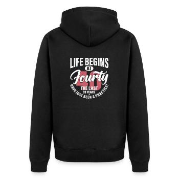 la vie commence à 40 ans - Veste à capuche bio Premium Unisexe - noir - Dos - Nico (187cm)