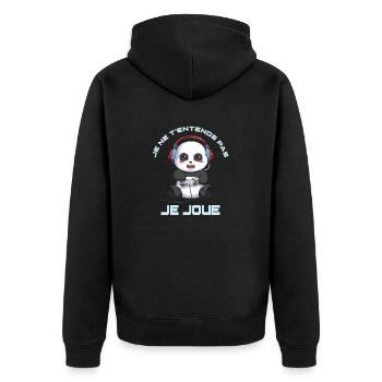 Panda Gaming Design - Unisex Premium Bio Zip Hoodie - Schwarz - Hinten - Nico (187cm)