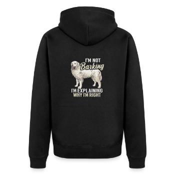 Grand chien des Pyrénées Je n’aboie pas Pyrénées - Veste à capuche bio Premium Unisexe - noir - Dos - Nico (187cm)