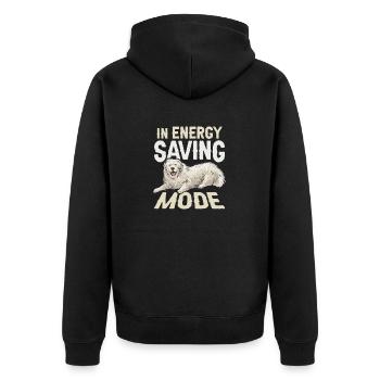 Large Pyrenean dog in energy-saving mode Pyrenees - Unisex Premium Organic Zip Hoodie - black - Back - Nico (187cm)