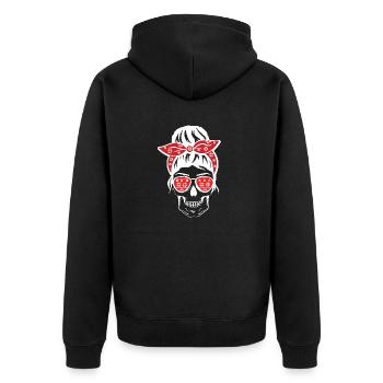 Weihnachtssake der alten Schule - Unisex Premium Bio Zip Hoodie - Schwarz - Hinten - Nico (187cm)