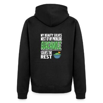 Guacamole résout le reste de mon problème drôle - Veste à capuche bio Premium Unisexe - noir - Dos - Nico (187cm)
