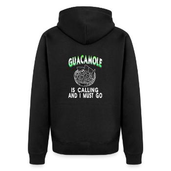 Guacamole Is Calling And I Must Go Funny Guac - Unisex Premium Bio Zip Hoodie - Schwarz - Hinten - Nico (187cm)