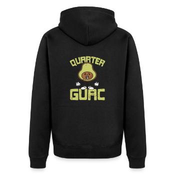 Retro Vintage Quarter GUAC Cute Funny Guac Avocado - Unisex Premium Bio Zip Hoodie - Schwarz - Hinten - Nico (187cm)