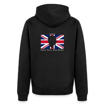 God Save The King Drapeau britannique - Veste à capuche bio Premium Unisexe - noir - Dos - Nico (187cm)