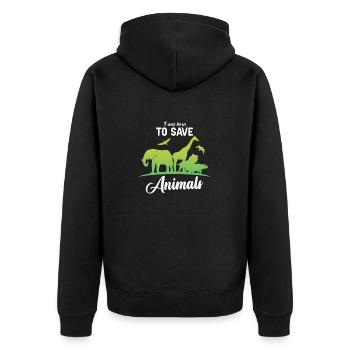 I was born to save animals Animal welfare Climate change - Unisex Premium Organic Zip Hoodie - black - Back - Nico (187cm)