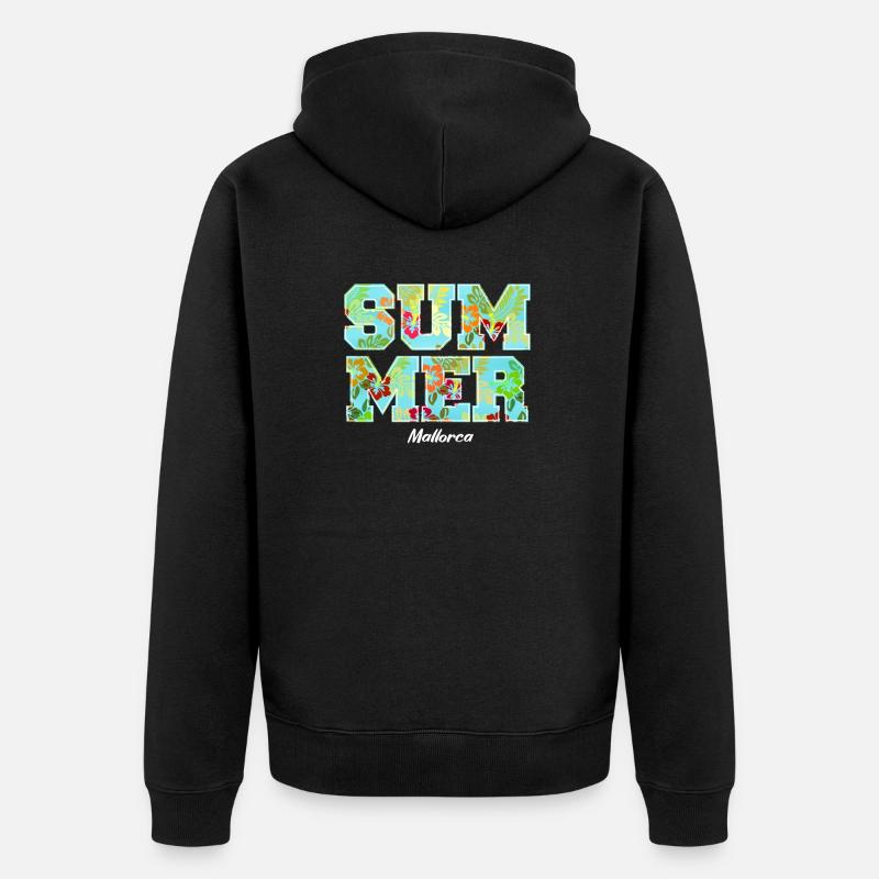 Summer Design mit Hibiskus - Unisex Premium Bio Zip Hoodie - Schwarz