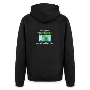 Der einzige Grüne den ich wirklich mag - Unisex Premium Bio Zip Hoodie - Schwarz - Hinten - Nico (187cm)