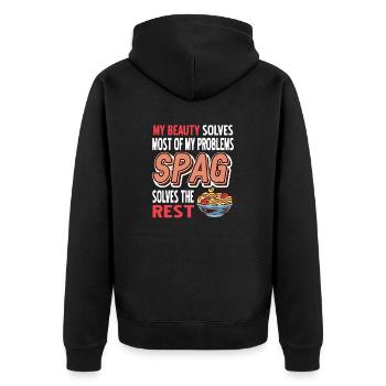 Spag résout le reste de mes problèmes T-Shirt amusant - Veste à capuche bio Premium Unisexe - noir - Dos - Nico (187cm)