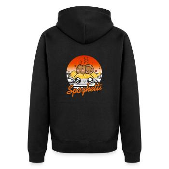 Spaghetti & Meatballs Cute Retro Spag Lover - Unisex Premium Organic Zip Hoodie - black - Back - Nico (187cm)