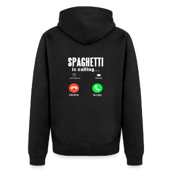 Spaghetti Is Calling Cool Funny Designs T-Shirt - Unisex Premium Organic Zip Hoodie - black - Back - Nico (187cm)