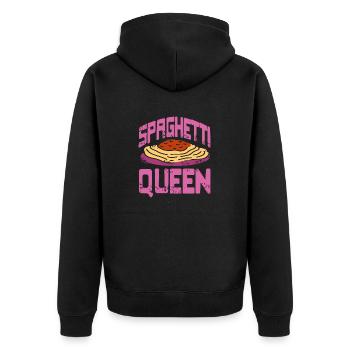 Retro Vintage Spaghetti QUEEN Awesome T-Shirt - Unisex Premium Organic Zip Hoodie - black - Back - Nico (187cm)
