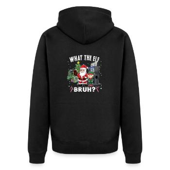 Lustiger Weihnachtshumor Was der Elf Bruh - Unisex Premium Bio Zip Hoodie - Schwarz - Hinten - Nico (187cm)
