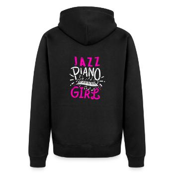 Jazz Piano Girl Cool Retro Jazz Music Lover - Unisex Premium Organic Zip Hoodie - black - Back - Nico (187cm)