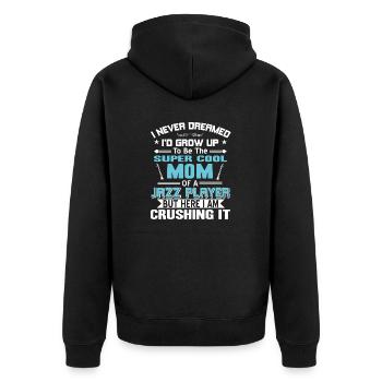 Je n’aurais jamais rêvé que je deviendrais maman d’un jazz - Veste à capuche bio Premium Unisexe - noir - Dos - Nico (187cm)